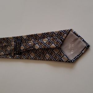 Richel Silk Tie Hand Made Spain Navy Blue Gold